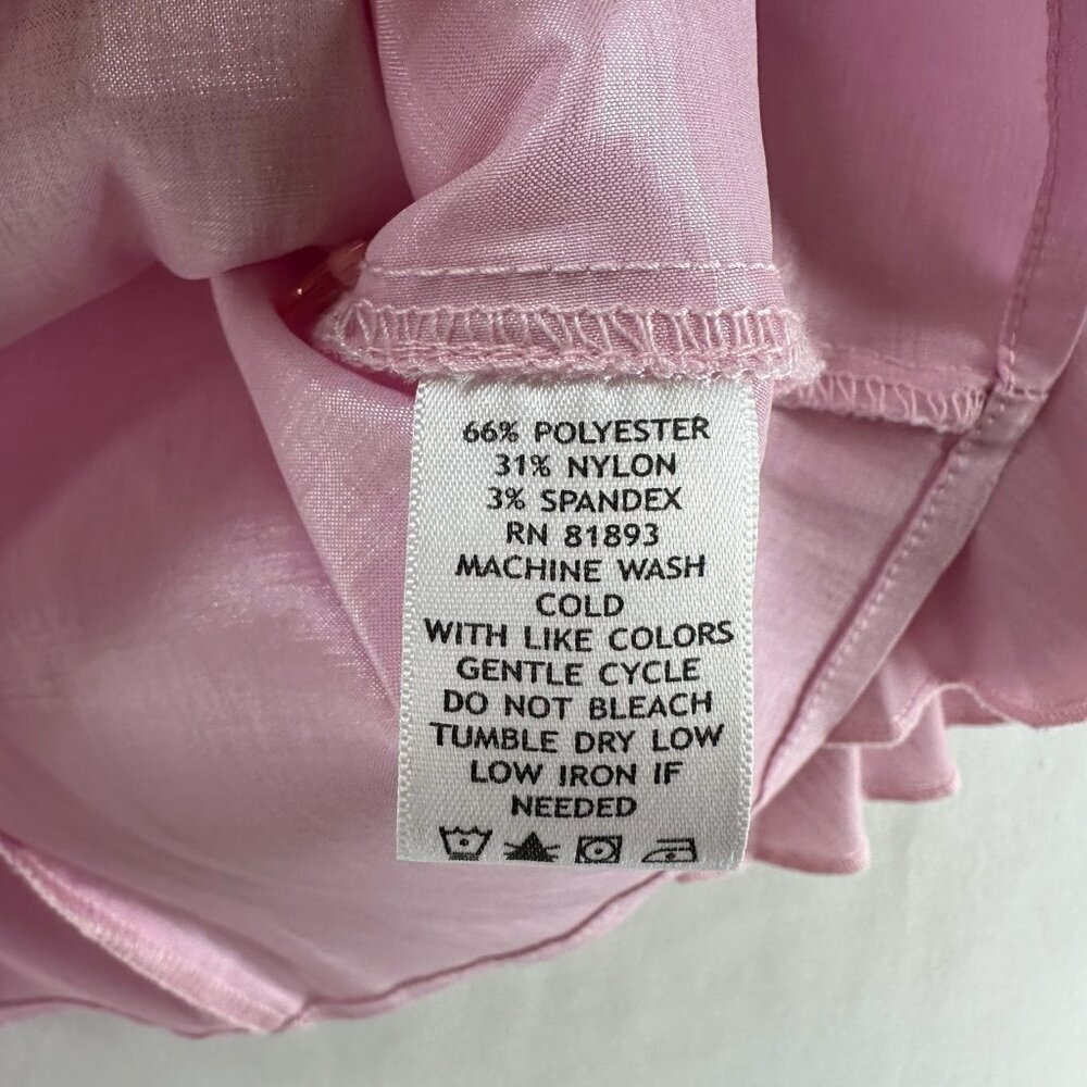 Victor Costa Top Womens S Satin Blouse Hidden Button Pleated Bell Sleeve Pink - Picture 8 of 12